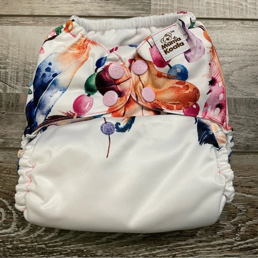 NEW Mama Kuala Feather Print Diaper Cover with MK Insert